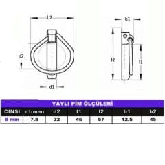 Aletçantam Galvanizli Çelik Traktör Pimi Yaylı Pim 8 Mm -10 Adet