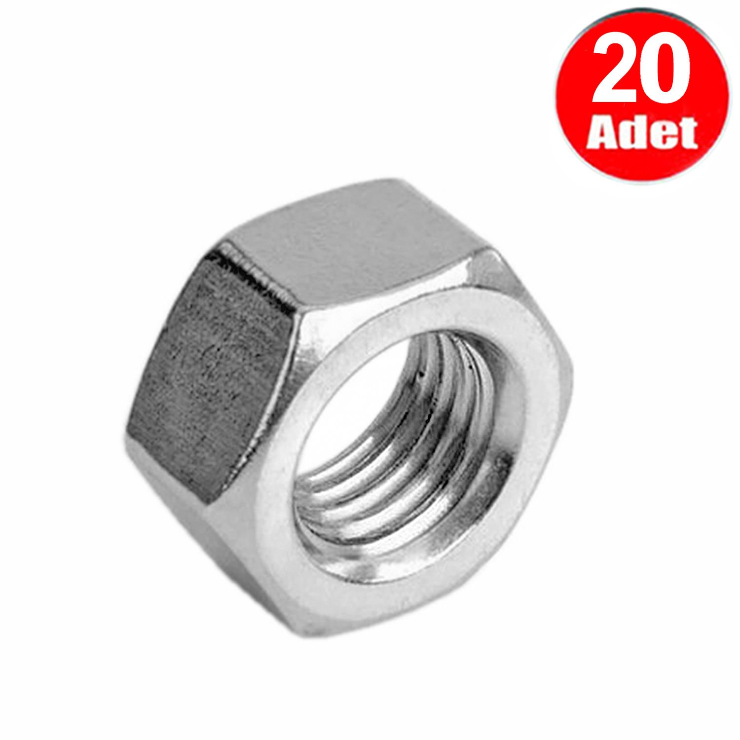 Aletçantam M6 Somun Dın 934 Beyaz Galvanizli Somun -20 Adet