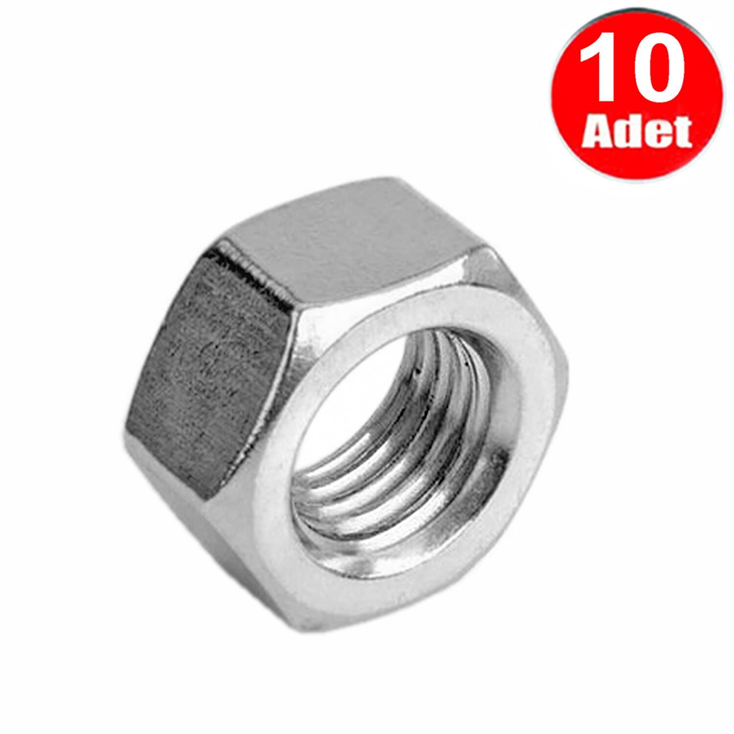 Aletçantam M10 Somun Dın 934 Beyaz Galvanizli Somun -10 Adet