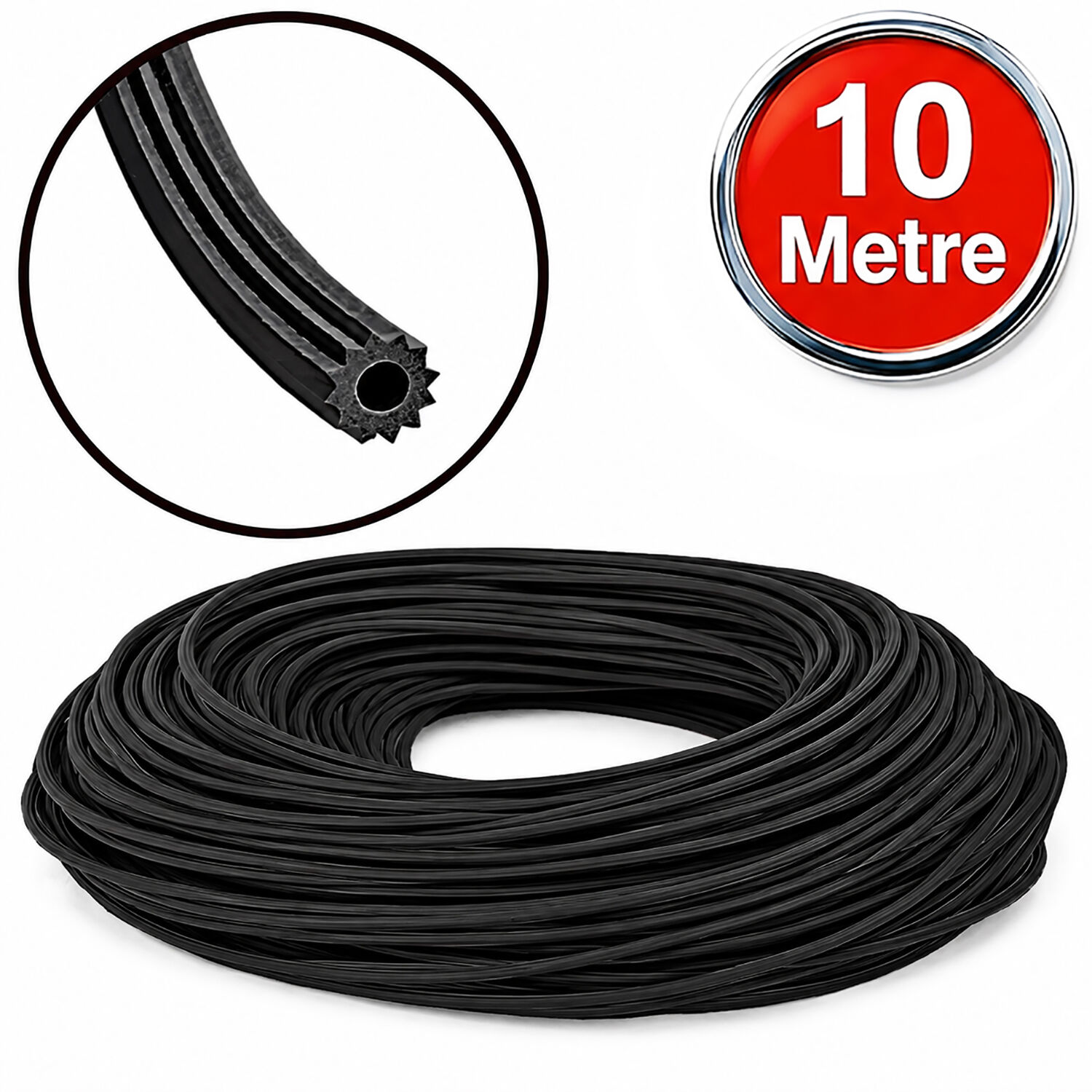 Alüminyum Sineklik Teli Fitili Siyah 5mm Kapı Pencere Tül Sabitleme Lastik Contası -10 Metre