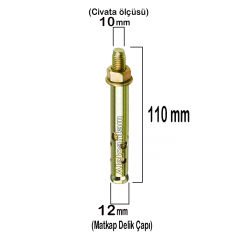 Aletçantam Uzun Çelik Dübel Gömlekli 10x110 (12mm) -10 adet
