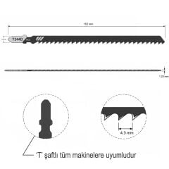 T344D Master Uzun Boy Dekupaj Testere Bıçağı Ucu 152mm Hcs Ahşap Plastik Dekopaj Ağzı -5li paket