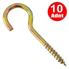 Piton 22*130 Çengel 8cm Vidalı Askı Eğri Se Demir Duy Kanca -10 Adet