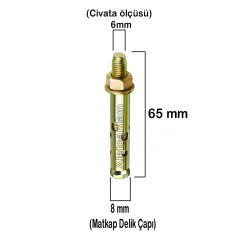 Aletçantam Çelik Dübel Gömlekli 6x65 (8mm) - 10 adet