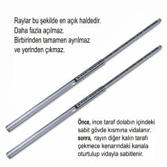 Aletçantam 17mm Teleskopik İnce Çekmece Rayı - 40cm (2 parça set)