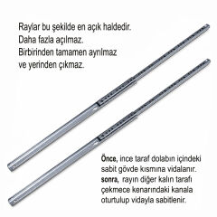 Aletçantam 17mm Teleskopik İnce Çekmece Rayı  - 31cm (2 parça set)