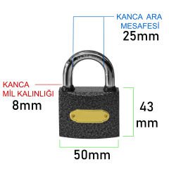 50 mm Asma Kilit Yağmur Contalı Ekstra Güvenli Çift Damak Kilitleme Özelliği Kapı Kilidi