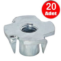 M6 Ağaç Somunu 6mm Tırnaklı Ahşap Çakma Somun  -20 Adet
