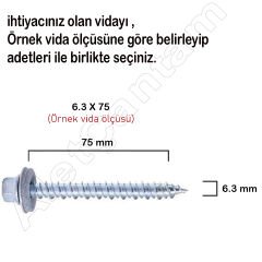 6.3x105 mm Betofast Vida Sivri Uçlu Çatı Panel Beton Ağaç Vidası -50 Adet