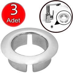 Lavabo Deliği Halkası Yüzüğü 3 Adet Yuvarlak Parlak Krom Ayna Halka Yüzük Karşı Su Drenaj Taşma Kapağı