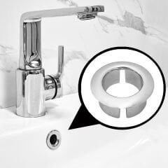 Lavabo Deliği Halkası Yüzüğü 3 Adet Yuvarlak Parlak Krom Ayna Halka Yüzük Karşı Su Drenaj Taşma Kapağı