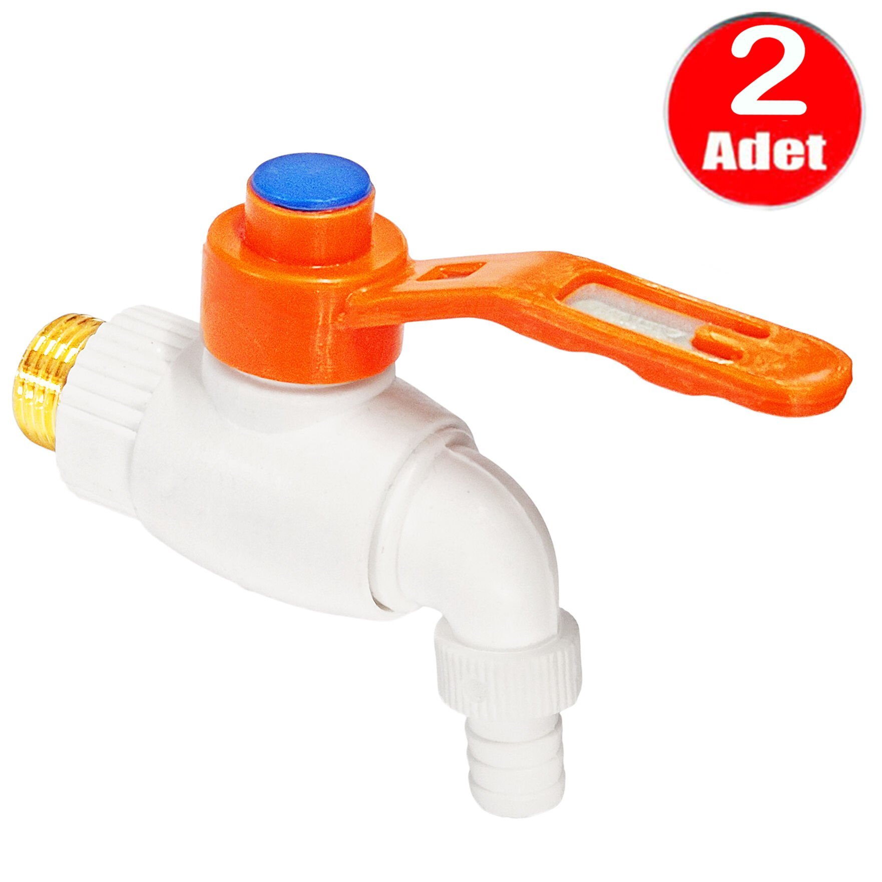 Plastik Musluk Metal Kollu 1/2 Küresel Bahçe Şadırvan Çeşme Musluğu -2 Adet