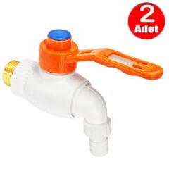 Plastik Musluk Metal Kollu 1/2 Küresel Bahçe Şadırvan Çeşme Musluğu -2 Adet