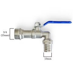 3/4 Küresel Musluk Kollu Bilyalı Bahçe Sulama Musluğu - Pirinç Gövde TSE