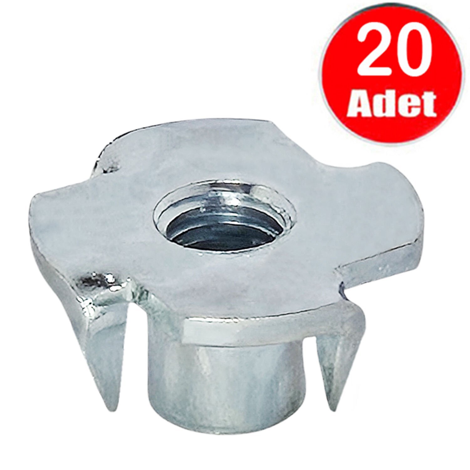 M8 Ağaç Somunu 8mm Tırnaklı Ahşap Çakma Somun  -20 Adet