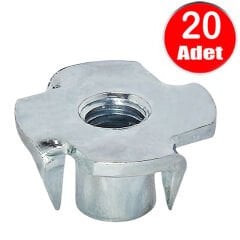 M8 Ağaç Somunu 8mm Tırnaklı Ahşap Çakma Somun  -20 Adet