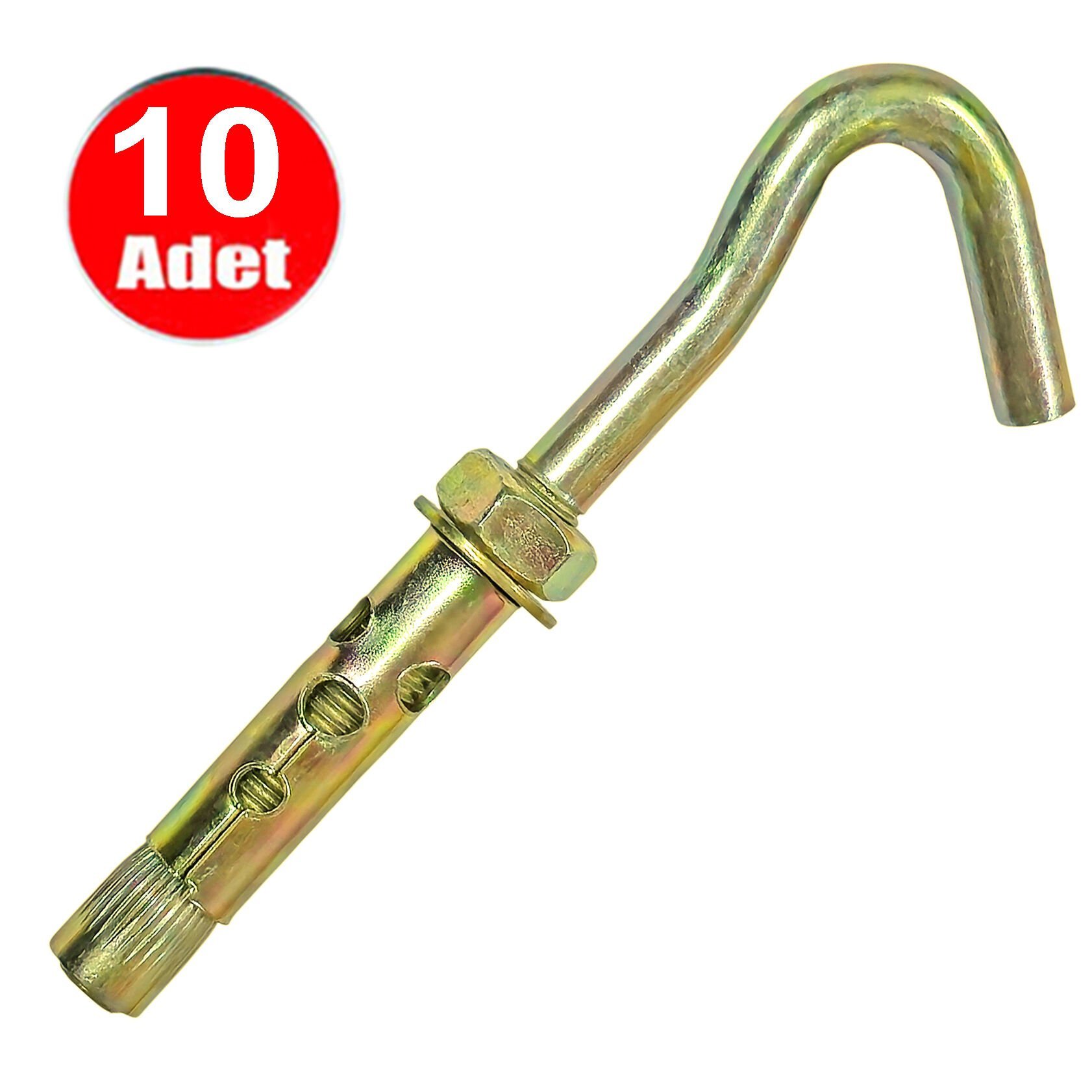 Açık Kancalı Çelik Dübel Salıncak Kum Torbası Beton Dübeli M8x100 (10mm) -10 adet