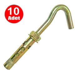 Açık Kancalı Çelik Dübel Salıncak Kum Torbası Beton Dübeli M8x100 (10mm) -10 adet