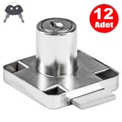 Kare Kilit 12 Adet Dolap Çekmece Kilidi Anahtarlı Posta Kutusu Mobilya Kilidi