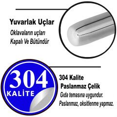 120cm Çelik Oklava 304 Kalite Paslanmaz Çelik Krom Metal Hamur Börek Baklava Yufka Açma Oklavası