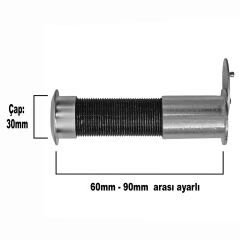 Kapaklı Uzun Kalın Dürbün 180° Çelik Kapı Dürbünü (60-90mm arası ayarlı)