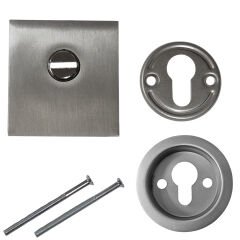 Kare Çelik Kapı Rozeti Kilit Emniyet Aynası Metal Koruma Kapağı Seti Saten Gri