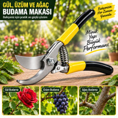 Aletçantam Denizli Çelik Budama Makası Gül Bağ Bahçe Ağaç Kesme Makası