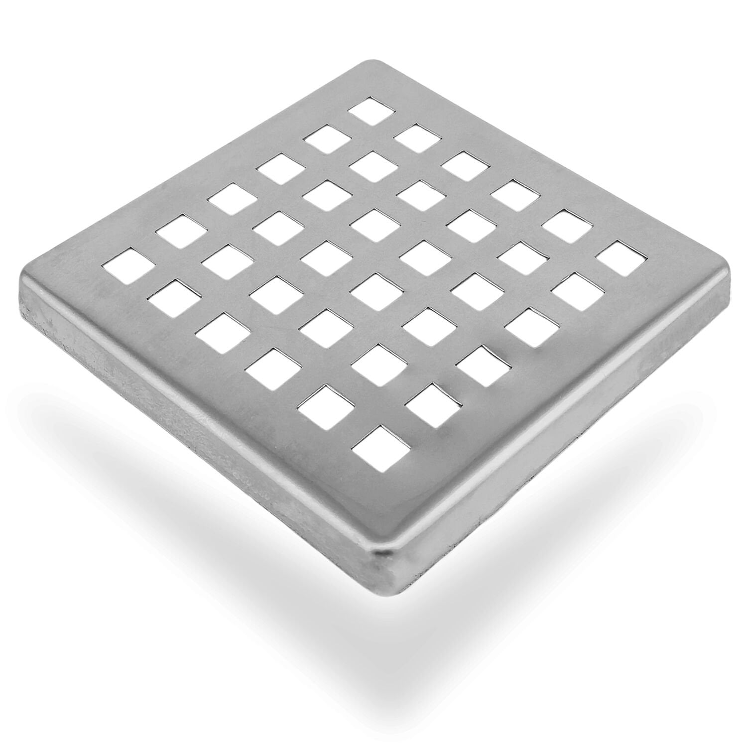 Krom Yer Süzgeci Kare Gider Kapağı 10cmx10cm Paslanmaz Çelik Banyo Duş Yer Sİfonu Izgaralı Kapak