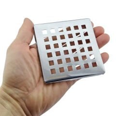 Krom Yer Süzgeci Kare Gider Kapağı 10cmx10cm Paslanmaz Çelik Banyo Duş Yer Sİfonu Izgaralı Kapak