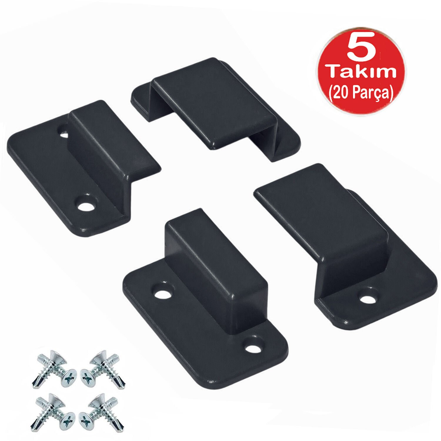 Antrasit Gri Pimapen Pencere Sineklik Montaj Aparatı Köşe Kenar Bağlama Pabucu 5 Takım Set(10x20 Profillere Uygun)