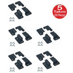 Antrasit Gri Pimapen Pencere Sineklik Montaj Aparatı Köşe Kenar Bağlama Pabucu 5 Takım Set(10x20 Profillere Uygun)