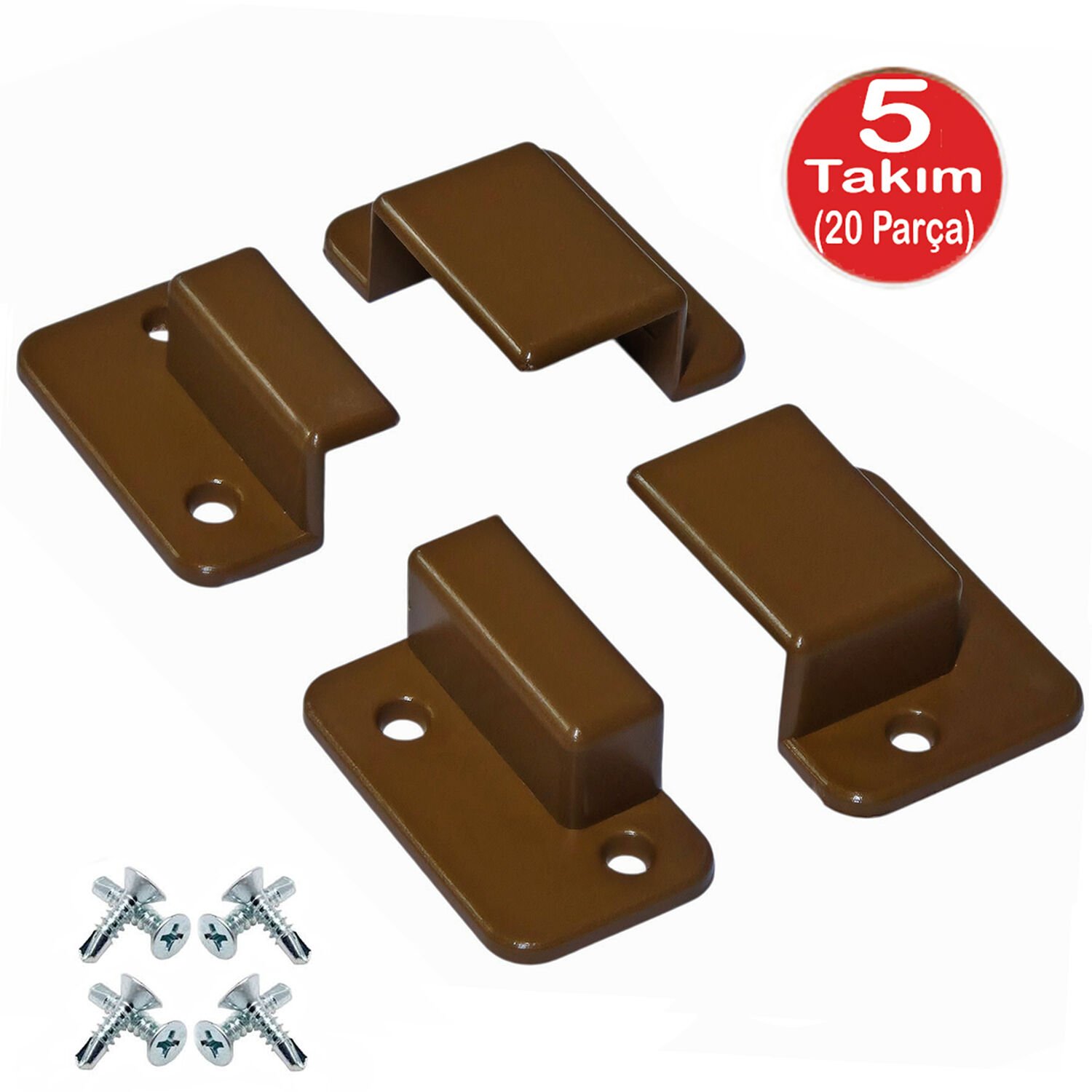 Kahve Pimapen Pencere Sineklik Montaj Aparatı Köşe Kenar Bağlama Pabucu 5 Takım Set(10x20 Profillere Uygun)