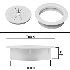 Masa Üstü Beyaz Kablo Kanalı Kapağı Deliği Kapatma Gizleyici 6cm Yuvarlak Kapak -2 Adet