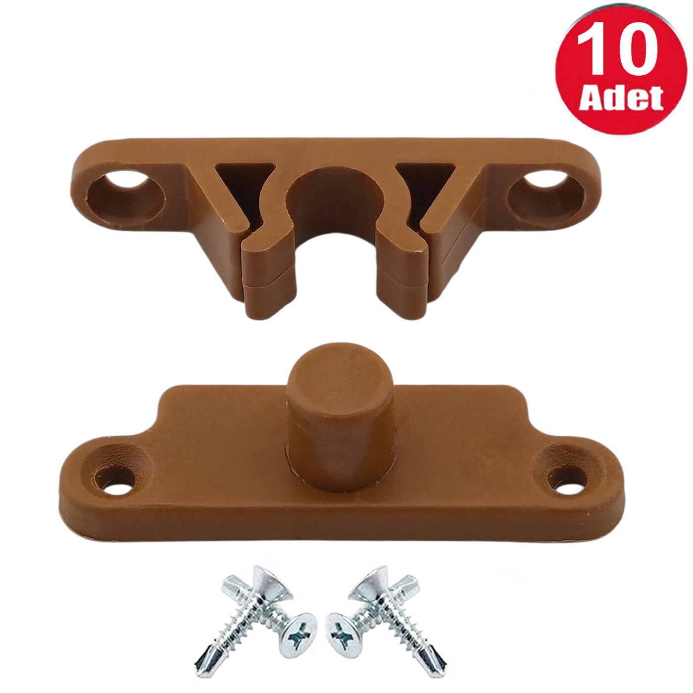 Pvc Kapı Pencere Sineklik Kahve Plastik Çıt Çıt Kilit Menteşe Büyük Boy 5cm -10 Adet