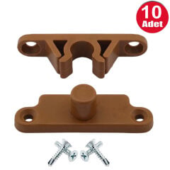 Pvc Kapı Pencere Sineklik Kahve Plastik Çıt Çıt Kilit Menteşe Büyük Boy 5cm -10 Adet