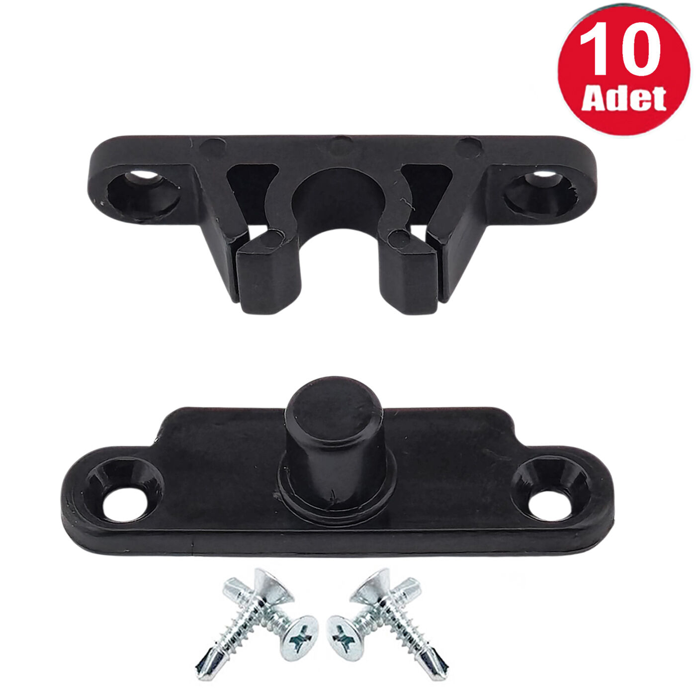 Pvc Kapı Pencere Sineklik Siyah Plastik Çıt Çıt Kilit Menteşe Büyük Boy 5cm -10 Adet