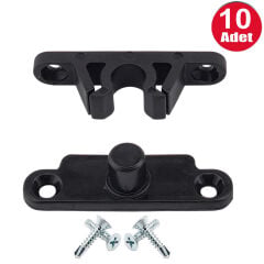 Pvc Kapı Pencere Sineklik Siyah Plastik Çıt Çıt Kilit Menteşe Büyük Boy 5cm -10 Adet