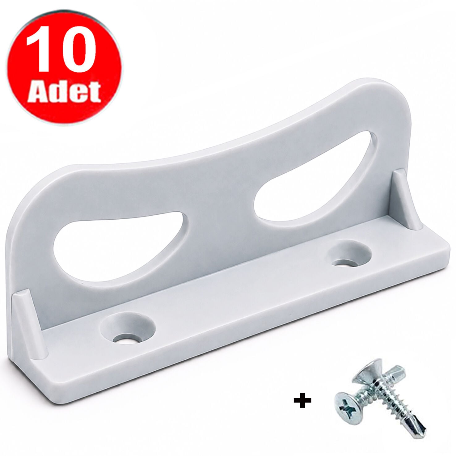 Büyük Sineklik Tutamağı Kulbu 10 Adet Beyaz Tutamak Çekme Tutma Kulp +Vida