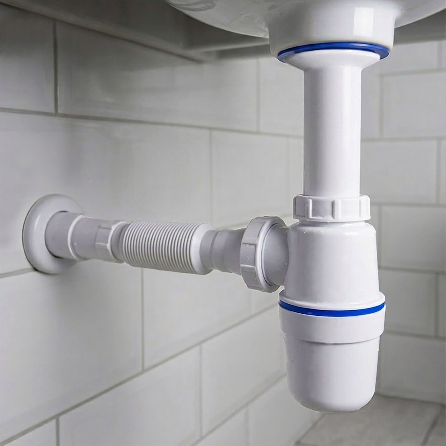 Taslı ve Körüklü Sökülebilir Lavabo Evye Sifonu İnox Paslanmaz Vidalı Süzgeçli Mutfak Banyo Gider Borusu Hortumu