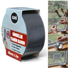 Yapışkan Sineklik Tülü Tamir Bandı 2 Metre x 48 mm Sinek Teli Yaması Yırtık Delik Onarım Bantı