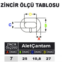 Galvaniz Kaplı Zincir 7mm x 5 metre