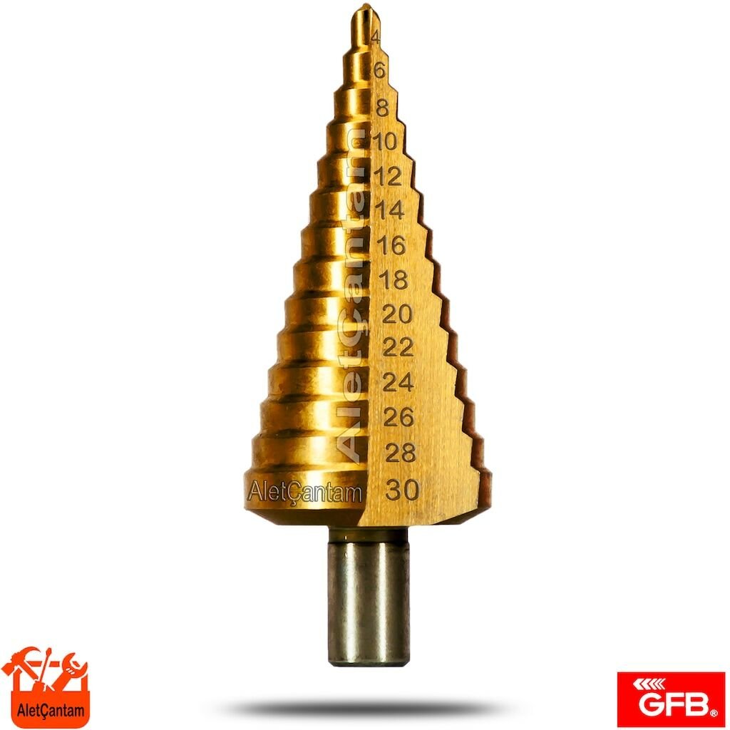 Gfb Kademeli Matkap Ucu Hss Kozalak Titanyum 4mm-32mm