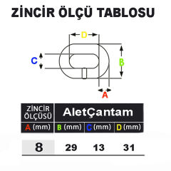 Galvaniz Kaplı Zincir 8mm x 5 metre