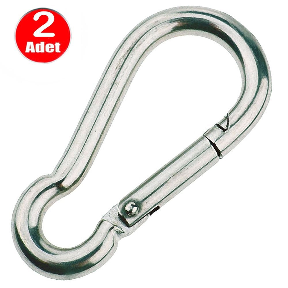 Aletçantam 12 mm Yaylı Karabina Salıncak Hamak Askı Kanca Kilidi -2 Adet