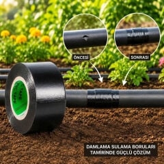 Siyah Geniş Elektrik Bandı Damlama Boru Tamir İzolasyon Bantı 43mmx18yrd