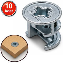 Aletçantam Minifix Gövde 15x13mm Mobilya Dolap Birleştirme Bağlantı Vidası - 10 Adet