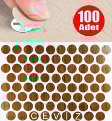 AletÇantam Yapışkanlı Tıpa Mobilya Dolap Vida Kapatma Gizleme Yapıştırma Kapağı Ceviz -100 Adet