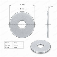 Galvanizli Demir Pul 3/16 (5mmX16mmX1mm) 100'Lü Paket