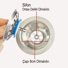 Aletçantam Çöpmak Mutfak lavabo Sifon Gider Metal Tıpa Süzgeci 8cm