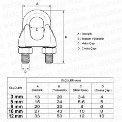Aletçantam Klemens Çelik Halat Klemensi (5 li paket) 3 mm